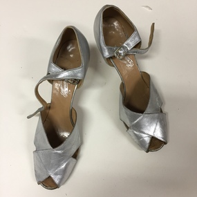 Pair of Women's Silver Leather Sandals by Angel Albert (Spain)