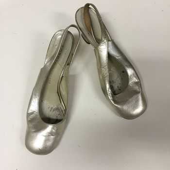 Pair of Women's Gold Leather Slingbacks by Sophia Couture