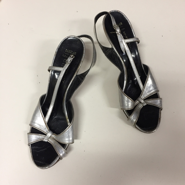 Footwear - Pair of Silver Leather Sandals, Dazzler, 'Madeleine', 1960s