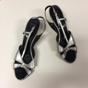 Pair of Silver Leather Sandals : 'Madeleine' by Dazzler