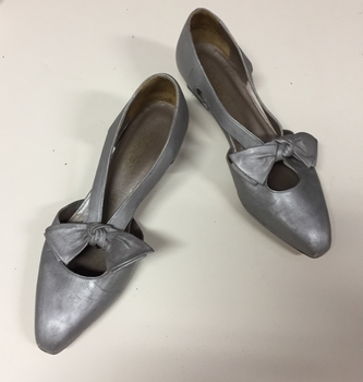 Pair of Women's Silver Leather Shoes by Footrest