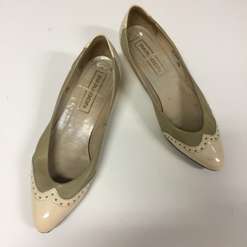 Pair of Two-tone Pink and Beige Leather Court Shoes