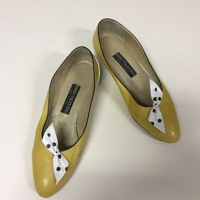 Pair of Leather Court Shoes with Polka Dot Bows by Mario Valentino