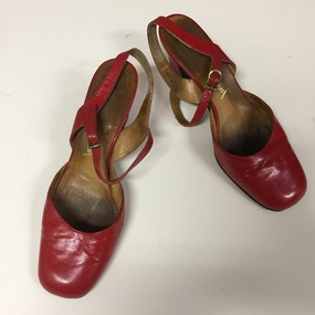 Pair of Red Leather Slingbacks by Jane