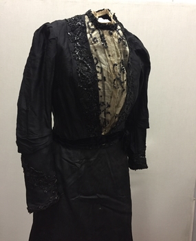 Women's Beaded Black Silk and Tulle Bodice, 1900-1901