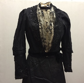 Women's Beaded Black Silk and Tulle Bodice, 1900-1901