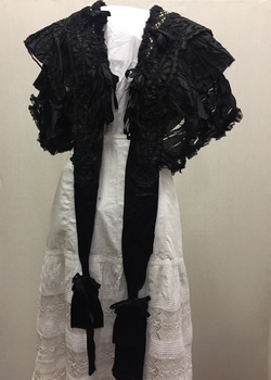 Elaborate Black Silk Taffeta and Guipure Lace Pelerine, 1895-1901