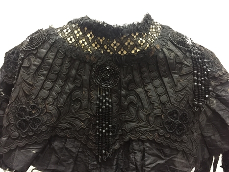 Elaborate Black Silk Taffeta and Guipure Lace Pelerine, 1895-1901