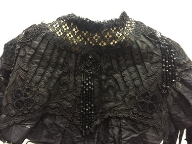 Elaborate Black Silk Taffeta and Guipure Lace Pelerine, 1895-1901