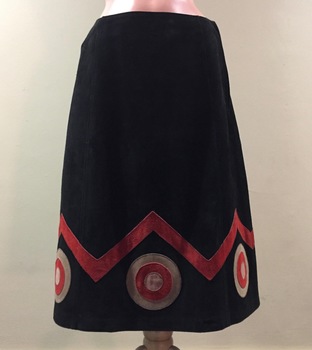 Black, Red and Beige Suede Skirt