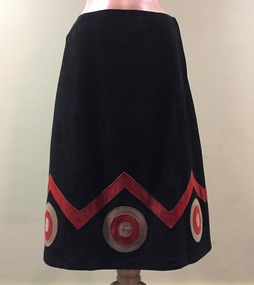 Black, Red and Beige Suede Skirt