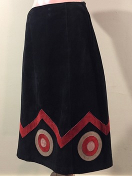 Black, Red and Beige Suede Skirt
