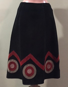 Black, Red and Beige Suede Skirt