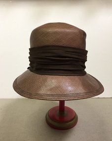 Wide-Brim High Crown Brown Straw Hat