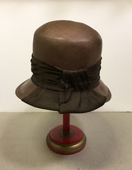 Wide-Brimmed High Crown Brown Straw Hat