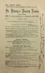 St Hilary's Parish Notes, No.70., March 1919