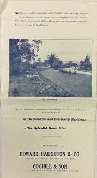 Executor's Auction, Sunday 24th October 1931, "Goldthorns", Normanby Road, Corner of Argyle Road, Kew