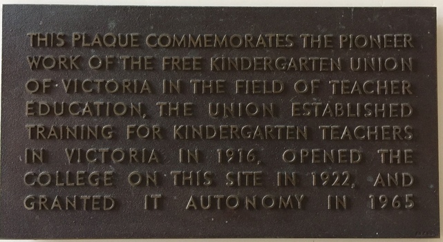 Commemoration of the Free Kindergarten Union of Victoria, circa 1965