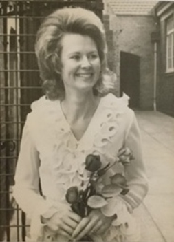 Photograph - Janet Walker (nee Brock) wearing her wedding dress in 1971