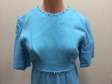 Blue Silk Evening Dress / by Oggi Fashion House, 1967