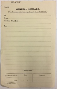 Form R3. General Message (for all messages other than original Air Raid damage), 1939-45