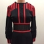 Black Crepe Evening Dress with Red Crosgrain Braid, circa 1975