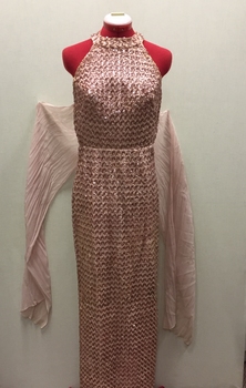 Floor Show Dress, Pink Sequinned Taffeta, circa 1965
