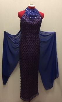 Floor Show Dress, Royal Blue Sequinned Lace, circa 1966