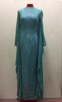 Floor Show Dress, Aqua Chiffon, 1960s
