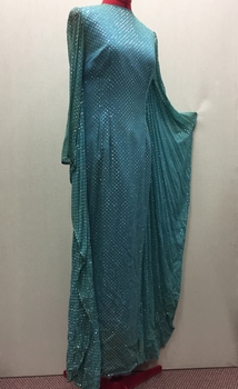 Floor Show Dress, Aqua Chiffon, 1960s