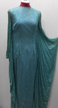 Floor Show Dress, Aqua Chiffon, 1960s