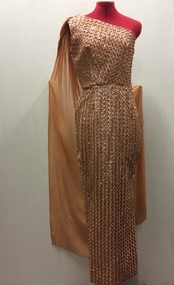 Floor Show Dress, Orange Brocade, circa 1965