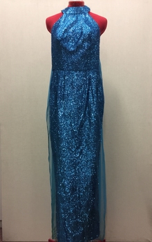 Floor Show Dress, Blue Brocade, circa 1965