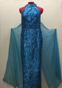 Floor Show Dress, Blue Brocade, circa 1965