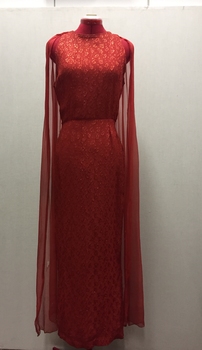 Floor Show Dress, Red Brocade, 1960s