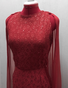 Floor Show Dress, Red Brocade, 1960s