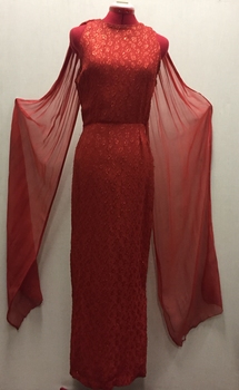 Floor Show Dress, Red Brocade, 1960s
