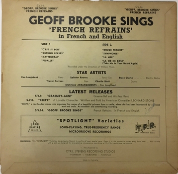 Geoff Brooke Sings French Refrains