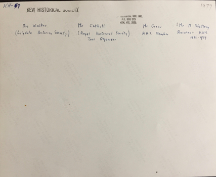 Tour of the Boroondara (Kew) General Cemetery, 1977
