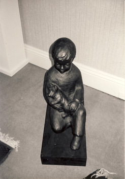 Bronze Sculpture : Boy With Dog, Leopoldine Mimovich, 1990