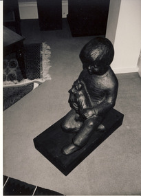 Bronze Sculpture : Boy With Dog, Leopoldine Mimovich, 1990