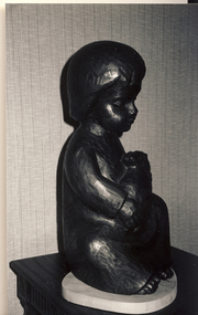 Bronze Sculpture : Boy with Rabbit, Leopoldine Mimovich, 1990