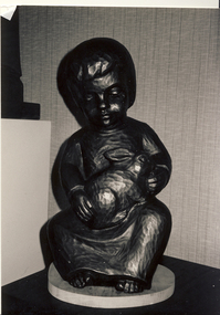 Bronze Sculpture : Boy with Rabbit, Leopoldine Mimovich, 1990