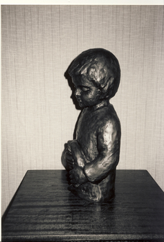 Bronze Sculpture : Boy with Animal, Leopoldine Mimovich, 1990