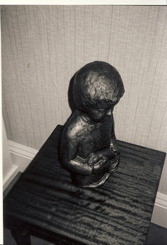 Bronze Sculpture : Boy with Animal, Leopoldine Mimovich, 1990
