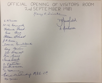 Willsmere Hospital, Kew : Visitors Book, Centenary 1st October 1972