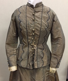 Two Piece Iridescent Silk Day Dress, 1860s
