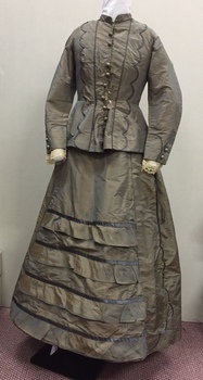 Two Piece Iridescent Silk Day Dress, 1860s
