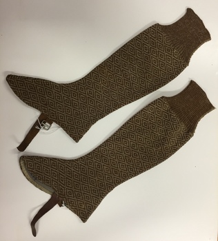 Woven Wool, Leather & Metal Gaiters
