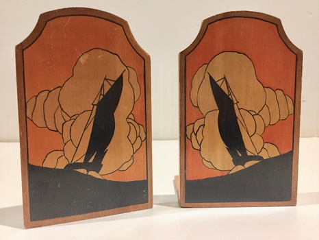 Pair of wooden Art Deco bookends